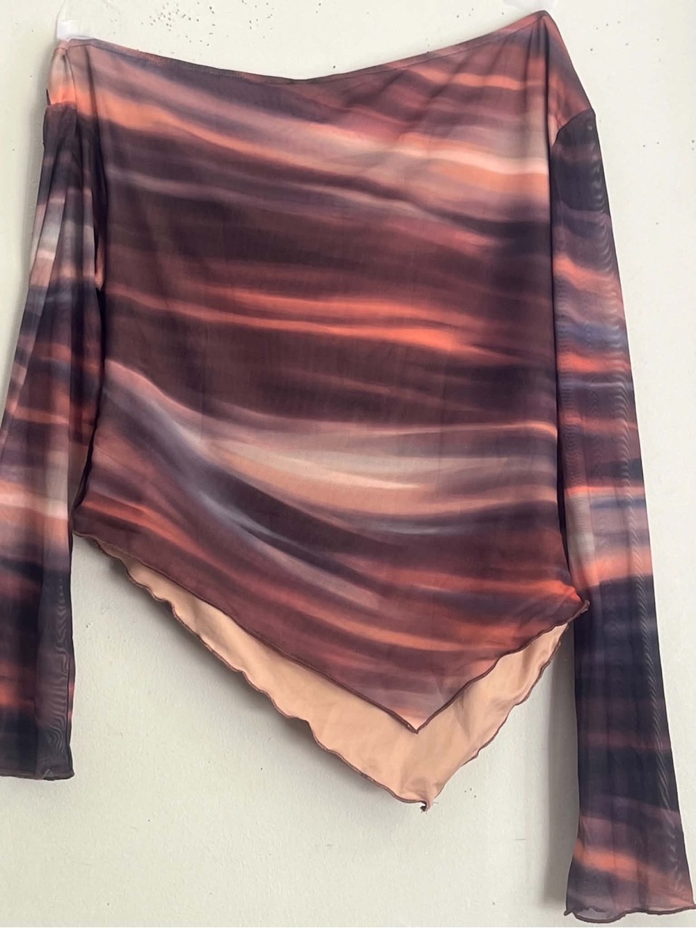 Draped Long-Sleeve Mesh Top in Brown Multi by Proenza Schouler - Picture 2 of 5